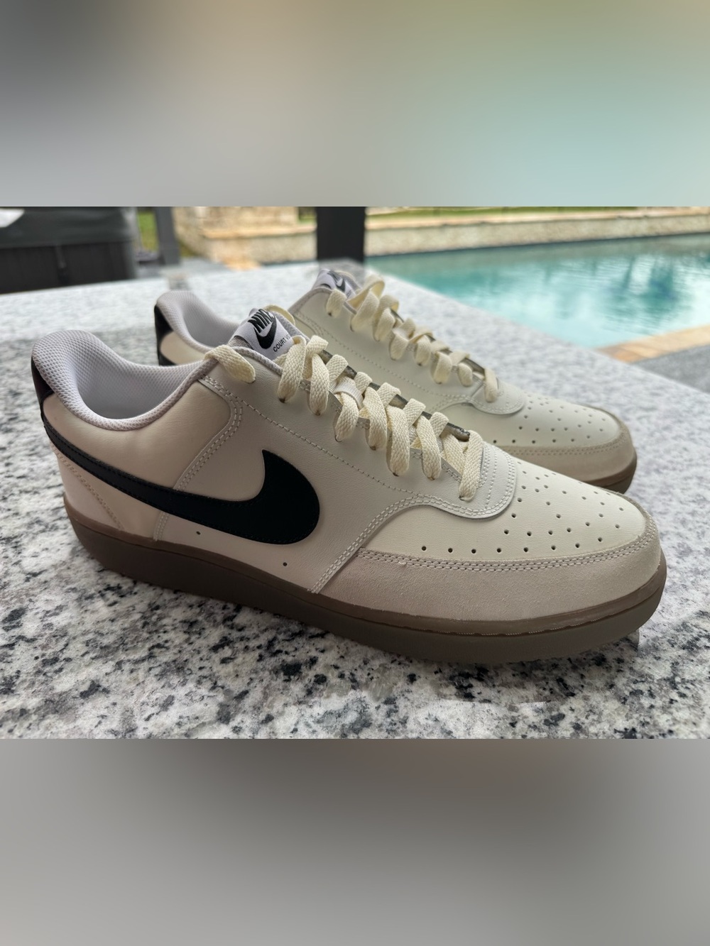 Nike Court Classic Low-Top Sneakers in Cream and Black